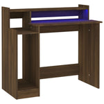 Skrivebord Med Led-Lys Brun Eik 97X45X90 Cm Konstruert Tre