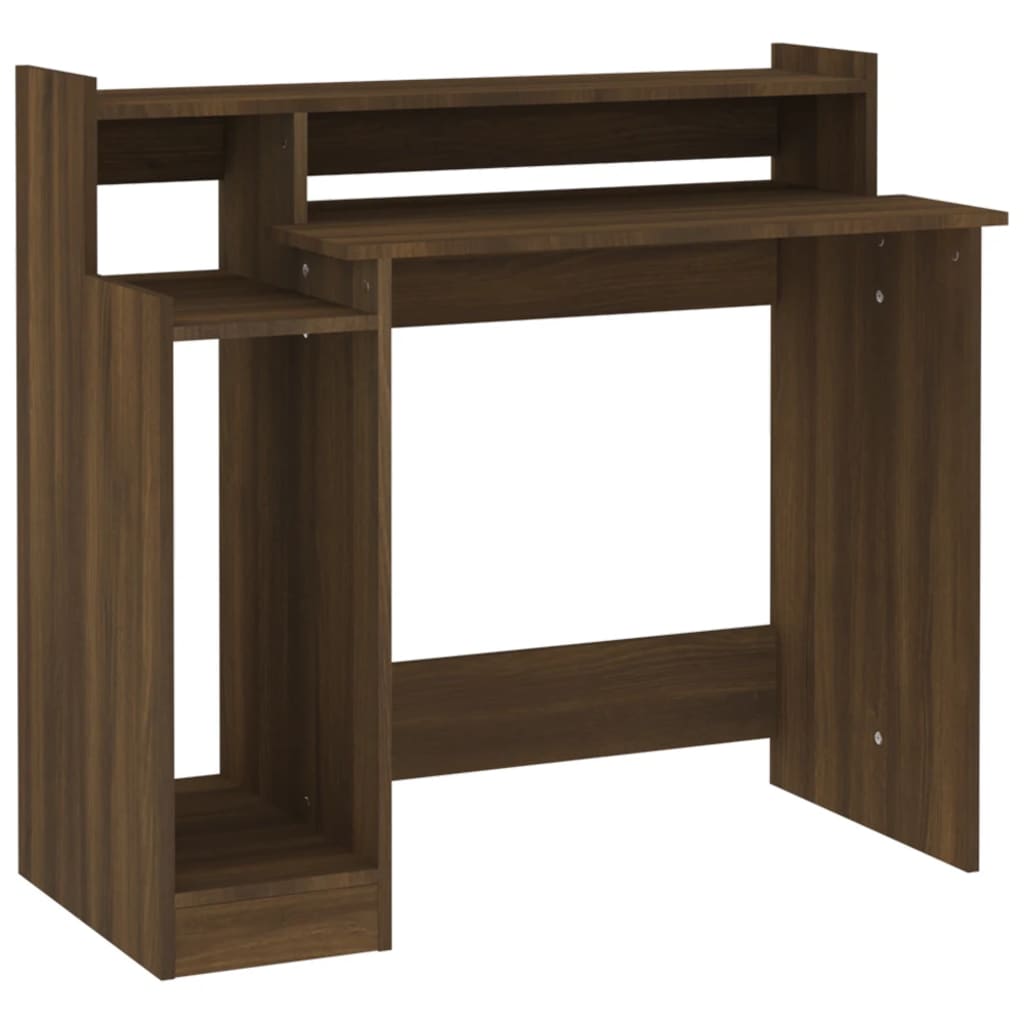 Skrivebord Med Led-Lys Brun Eik 97X45X90 Cm Konstruert Tre