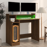 Skrivebord Med Led-Lys Brun Eik 97X45X90 Cm Konstruert Tre