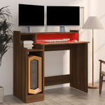 Skrivebord Med Led-Lys Brun Eik 97X45X90 Cm Konstruert Tre