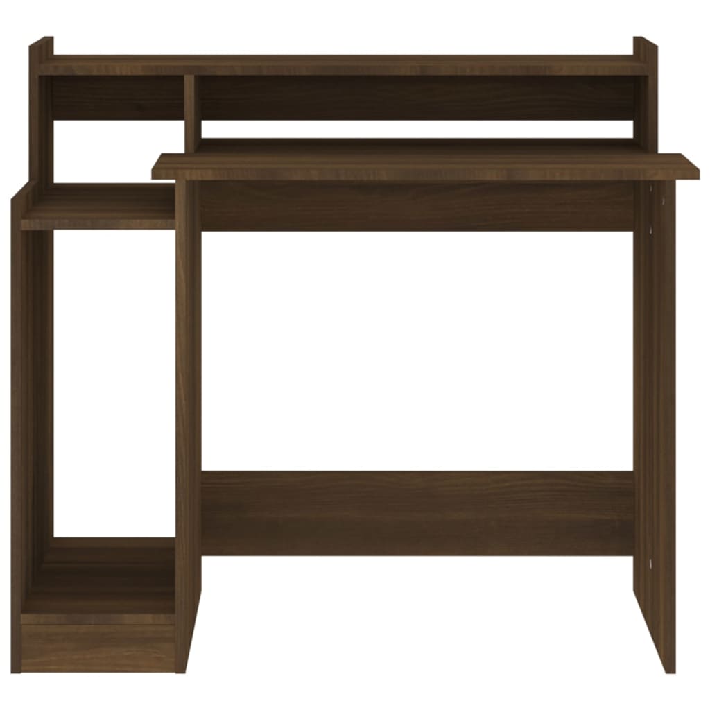 Skrivebord Med Led-Lys Brun Eik 97X45X90 Cm Konstruert Tre