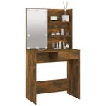 Sminkebord Med Led Brun Eik 74,5X40X141 Cm