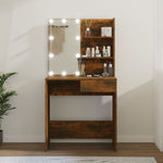 Sminkebord Med Led Brun Eik 74,5X40X141 Cm
