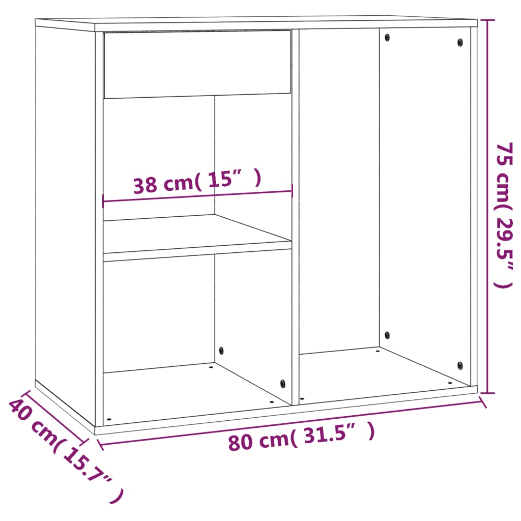 Sminkeskap Røkt Eik 80X40X75 Cm Konstruert Tre
