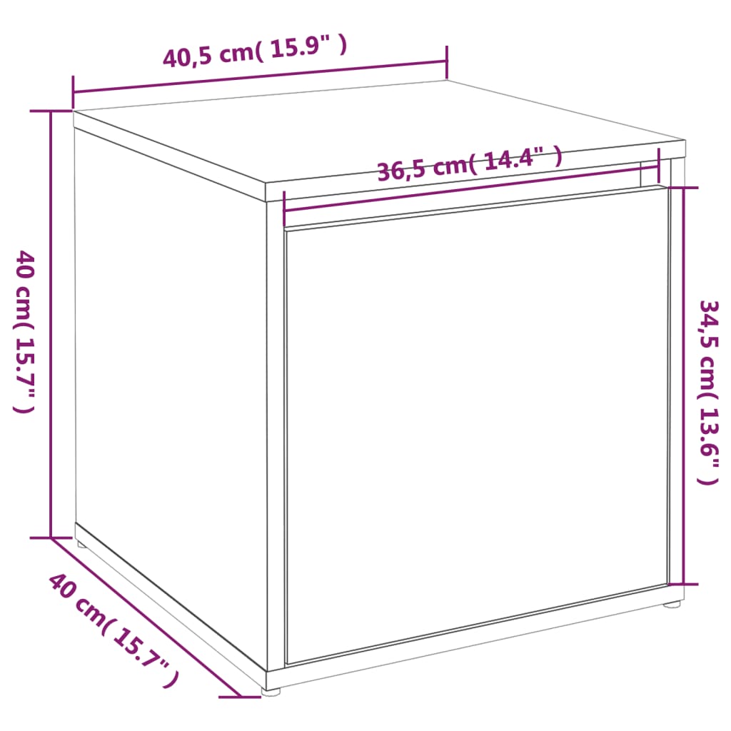 Oppbevaringsskap Røkt Eik 40,5X40X40 Cm Konstruert Tre
