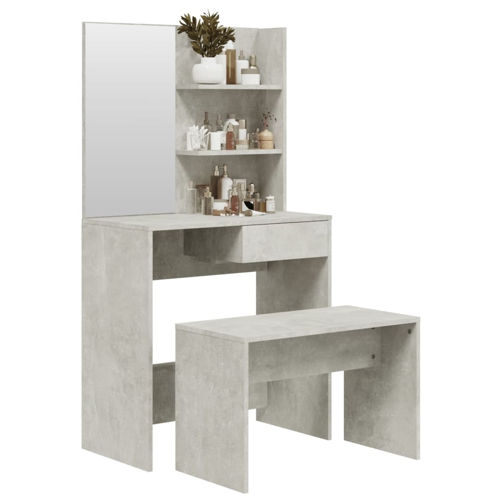 Sminkebordsett Betonggrå 74,5X40X141 Cm