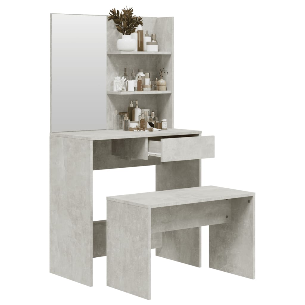 Sminkebordsett Betonggrå 74,5X40X141 Cm