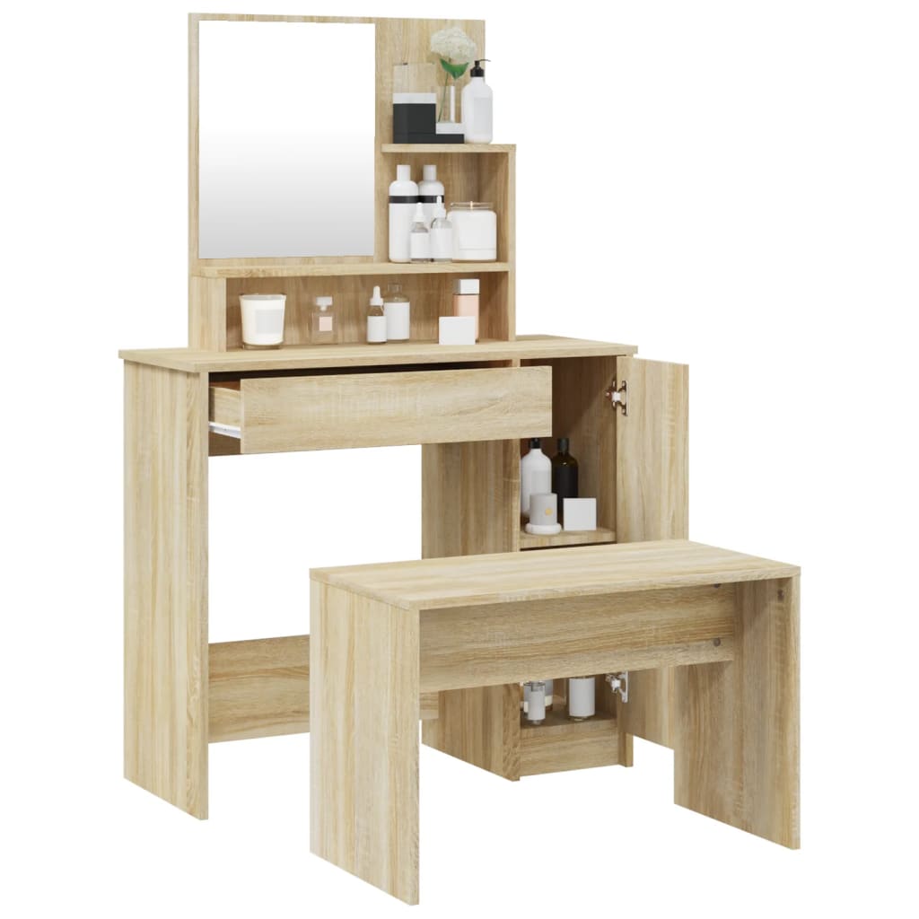 Sminkebordsett Sonoma Eik 86,5X35X136 Cm