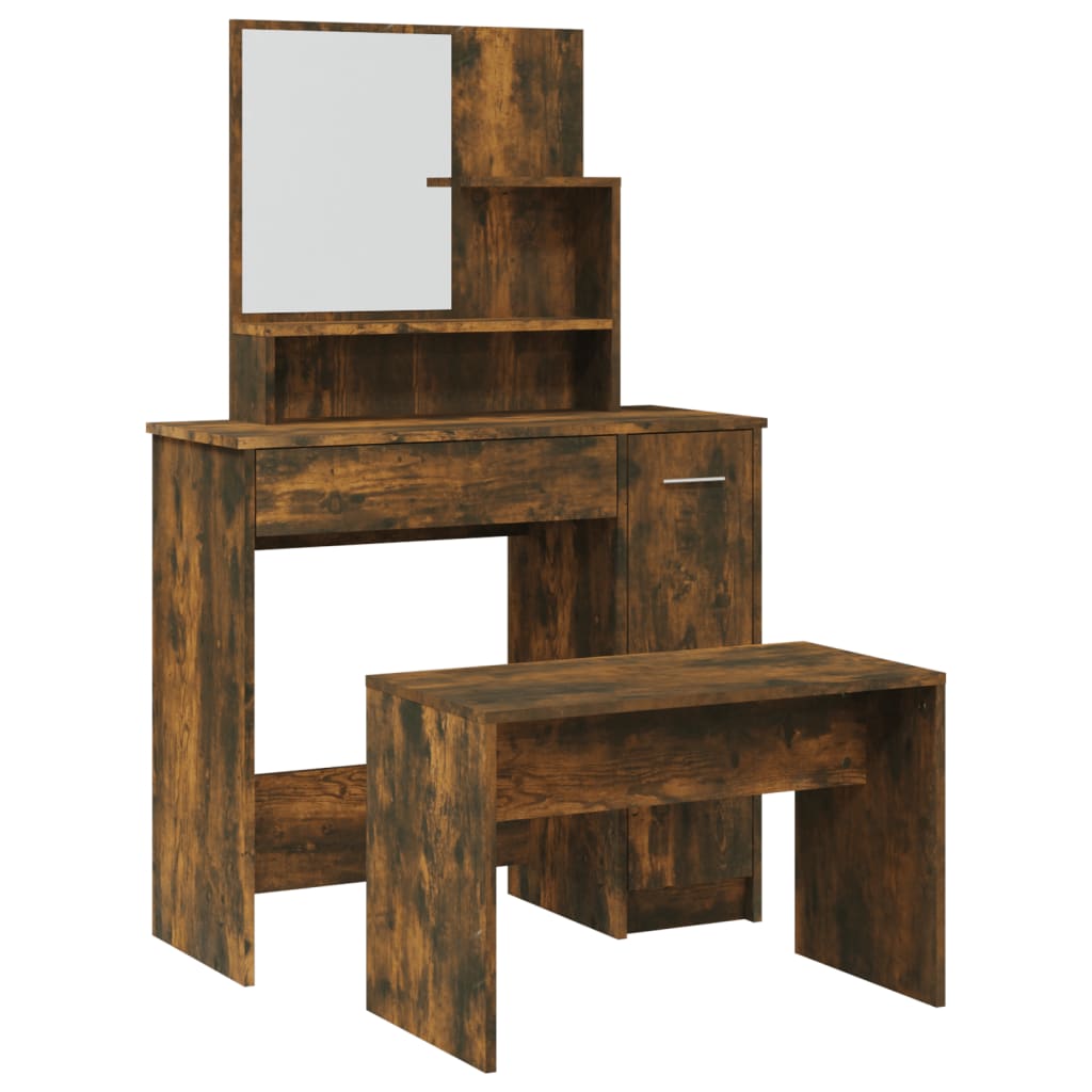 Sminkebordsett Røkt Eik 86,5X35X136 Cm