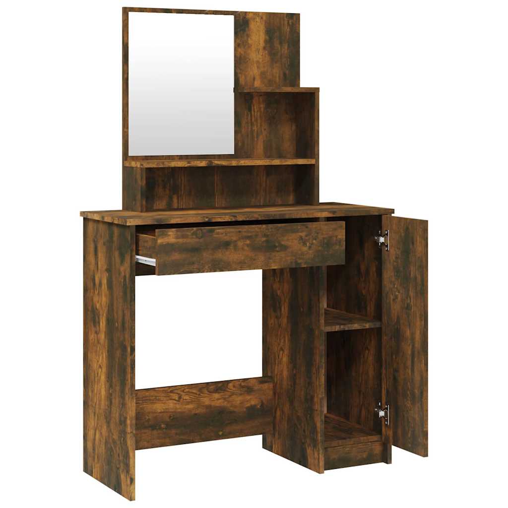 Sminkebordsett Røkt Eik 86,5X35X136 Cm