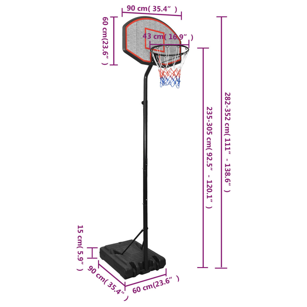 Basketballstativ Svart 282-352 Cm Polyeten