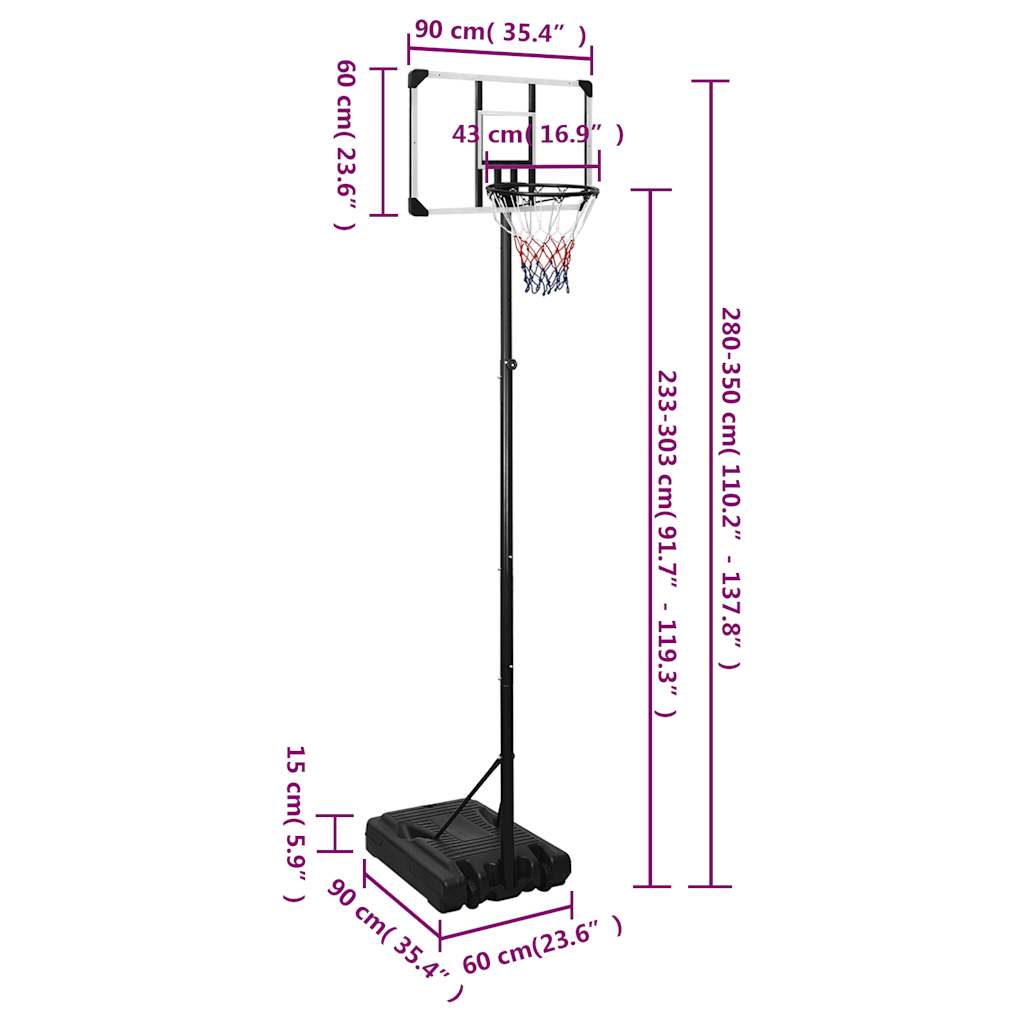 Basketballplate Gjennomsiktig 280-350 Cm Polykarbonat