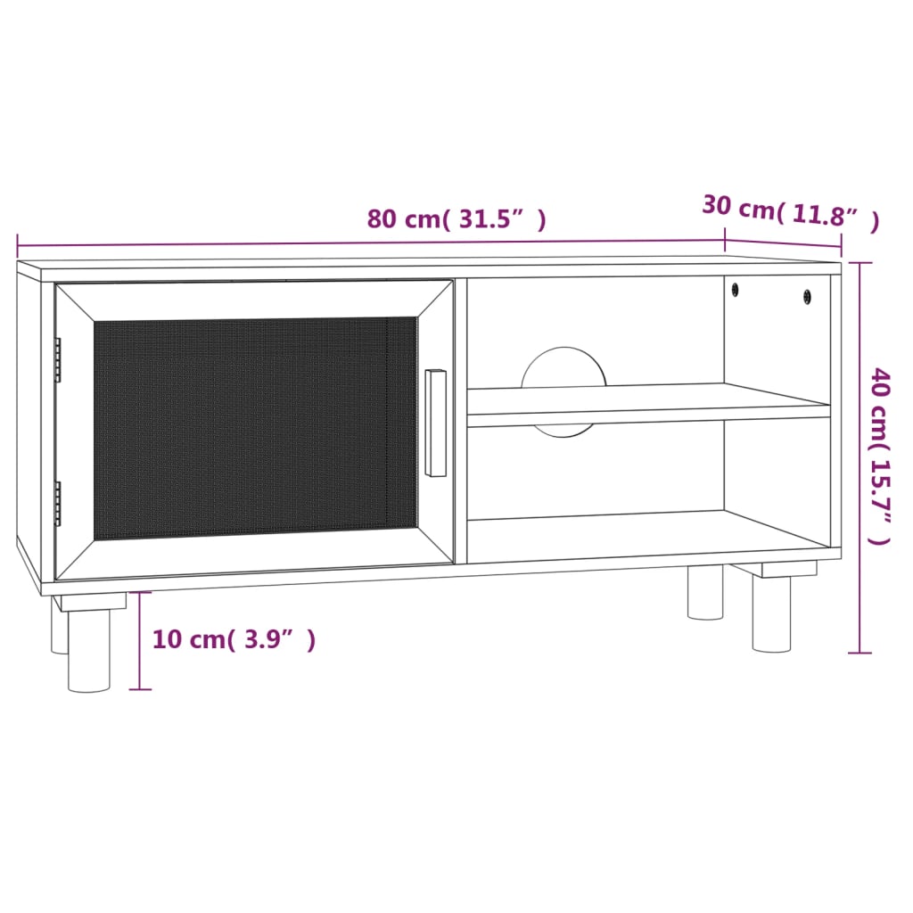 Tv-Benk Brun 80X30X40 Cm Heltre Furu Og Naturrotting
