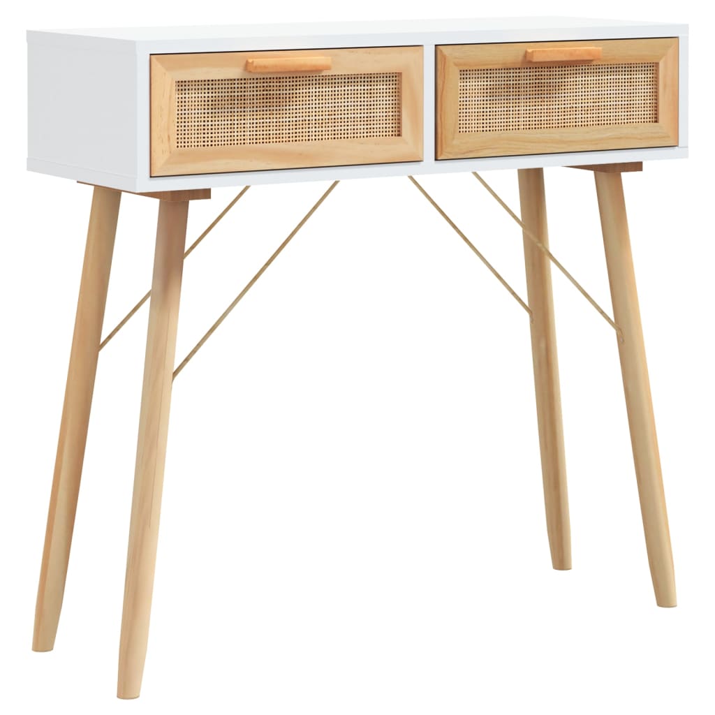 Konsollbord Hvit 80X30X75 Cm Heltre Furu Og Naturrotting