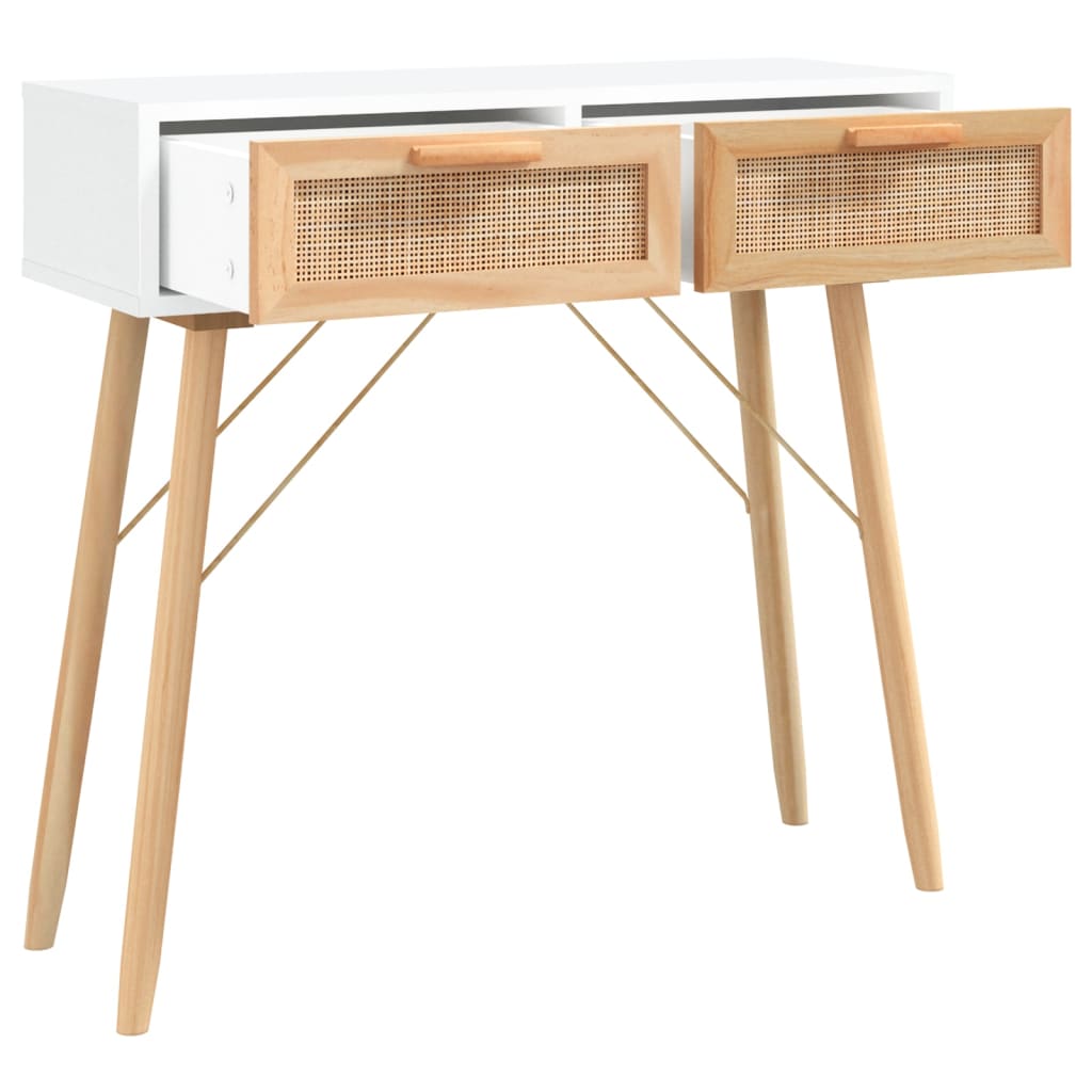 Konsollbord Hvit 80X30X75 Cm Heltre Furu Og Naturrotting