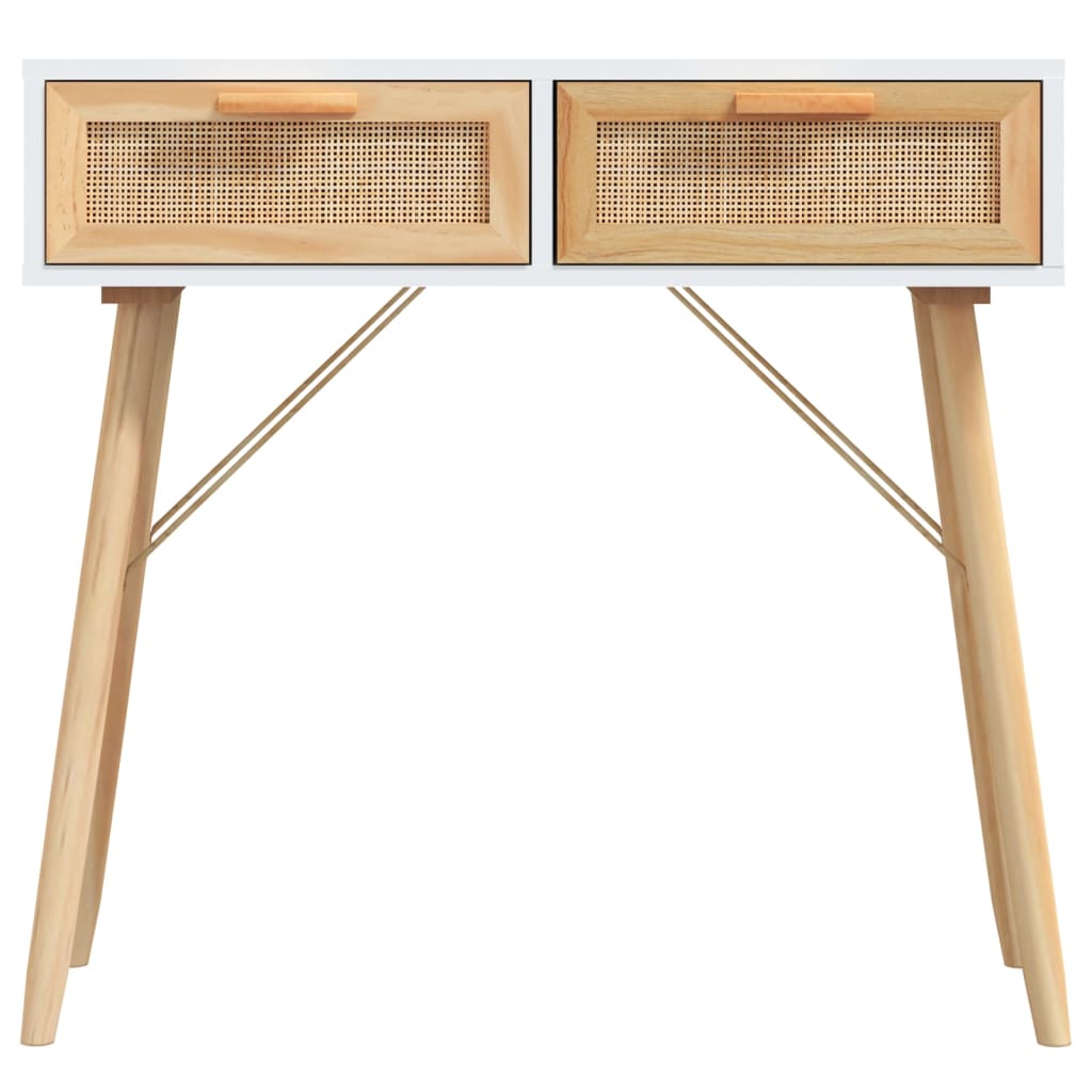 Konsollbord Hvit 80X30X75 Cm Heltre Furu Og Naturrotting