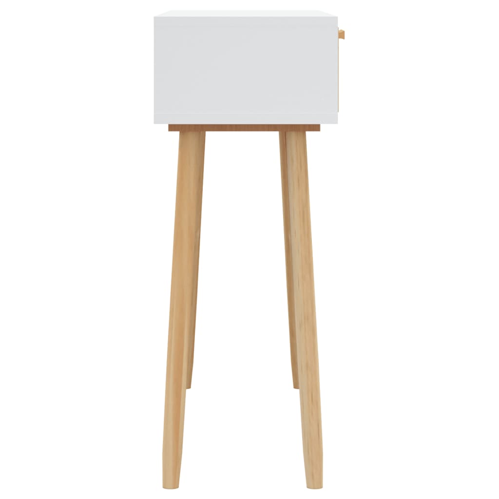Konsollbord Hvit 80X30X75 Cm Heltre Furu Og Naturrotting