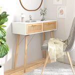 Konsollbord Hvit 80X30X75 Cm Heltre Furu Og Naturrotting