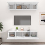 Tv-Benker 4 Stk Hvit 80X30X30 Cm Konstruert Tre