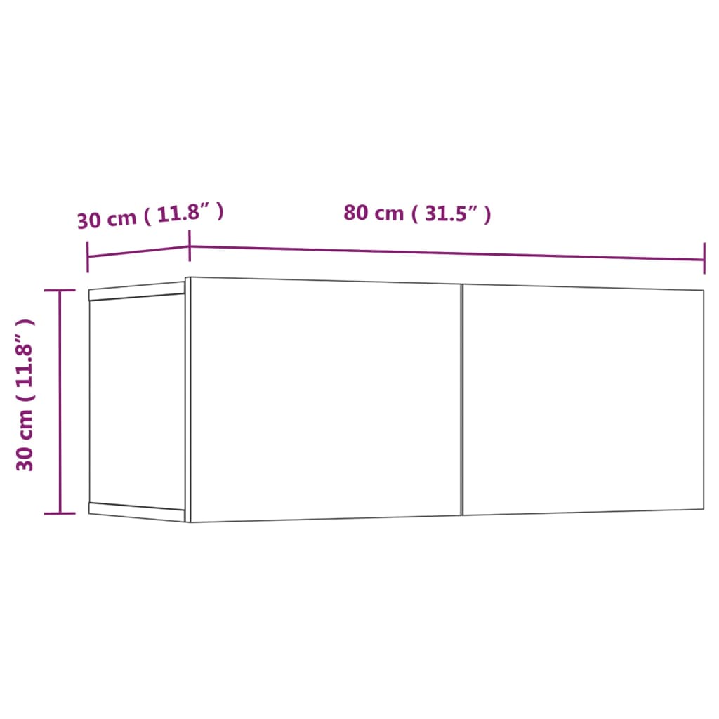 Tv-Benker 4 Stk Hvit 80X30X30 Cm Konstruert Tre
