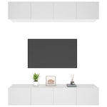 Tv-Benker 4 Stk Hvit 80X30X30 Cm Konstruert Tre
