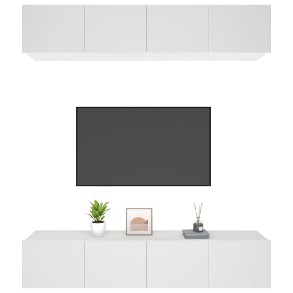Tv-Benker 4 Stk Hvit 80X30X30 Cm Konstruert Tre