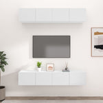 Tv-Benker 4 Stk Hvit 80X30X30 Cm Konstruert Tre