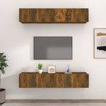 Tv-Benker 4 Stk Røkt Eik 80X30X30 Cm Konstruert Tre