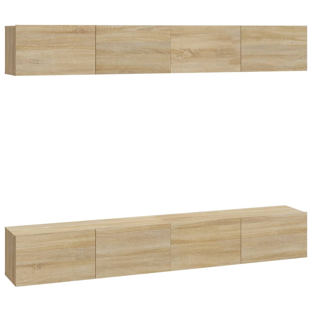 Vegghengte Tv-Benker 4 Stk Sonoma Eik 100X30X30 Cm
