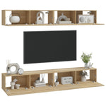 Vegghengte Tv-Benker 4 Stk Sonoma Eik 100X30X30 Cm