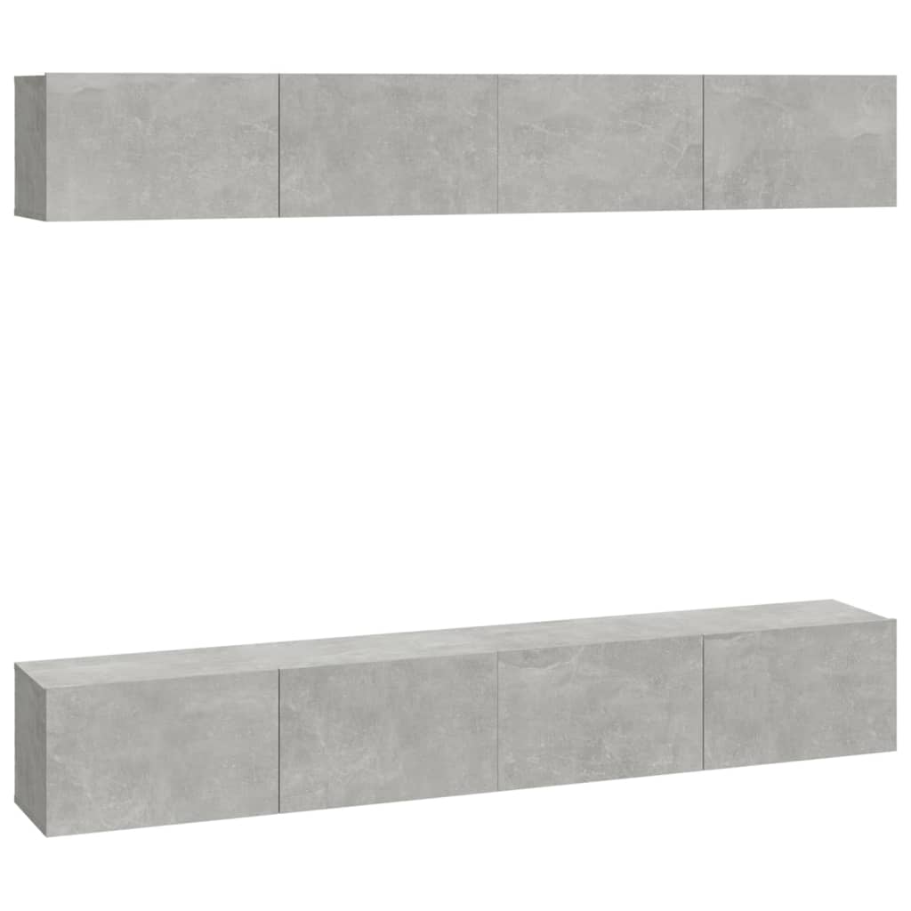 Vegghengte Tv-Benker 4 Stk Betonggrå 100X30X30 Cm