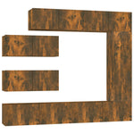 Tv-Skapsett 7 Deler Røkt Eik Konstruert Tre