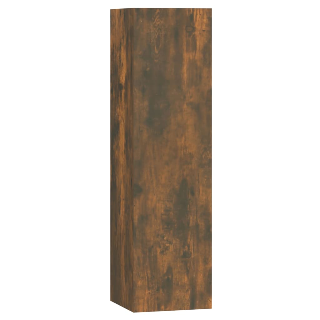 Tv-Skapsett 7 Deler Røkt Eik Konstruert Tre