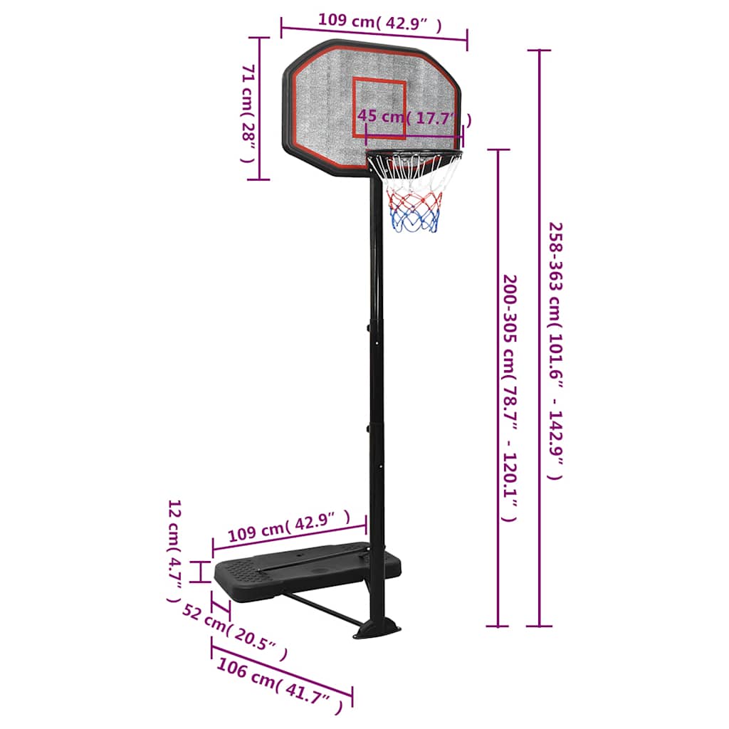 Basketballstativ Svart 258-363 Cm Polyetylen
