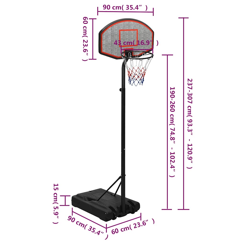 Basketballstativ Svart 237-307 Cm Polyeten