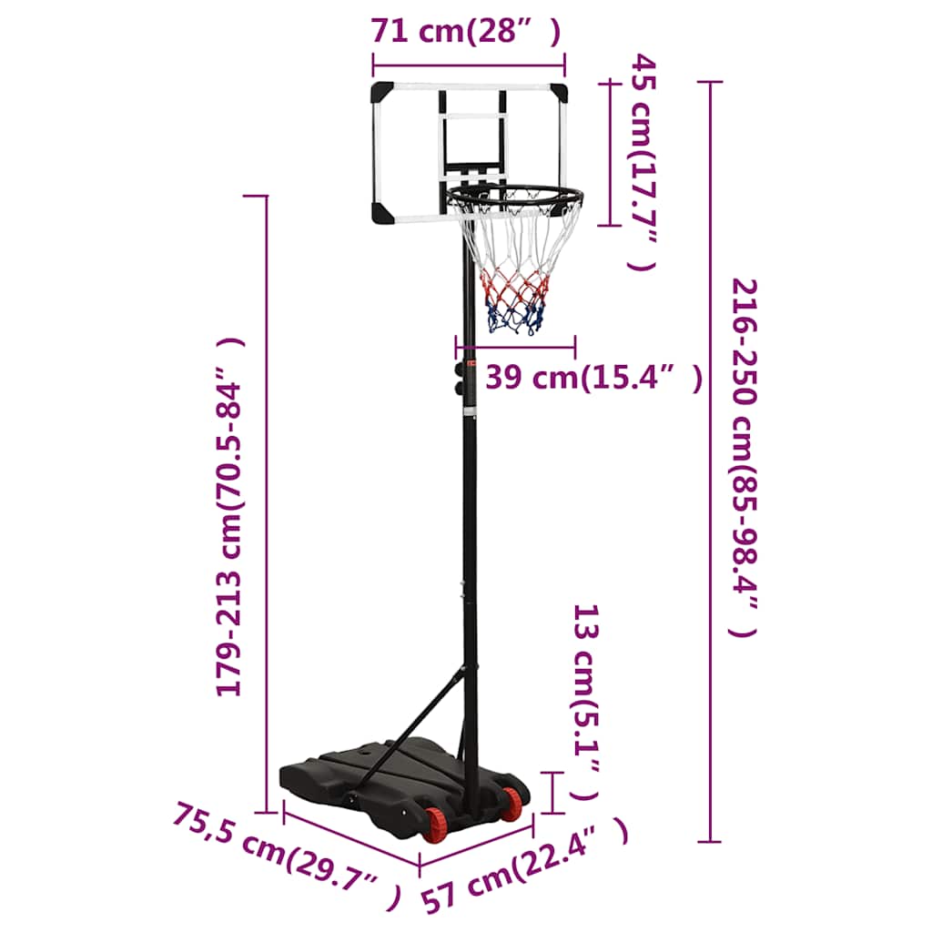 Basketballplate Gjennomsiktig 216-250 Cm Polykarbonat