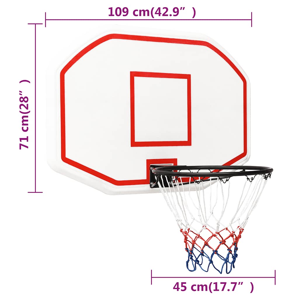 Bakplate For Basketballkurv Hvit 109X71X3 Cm Polyeten