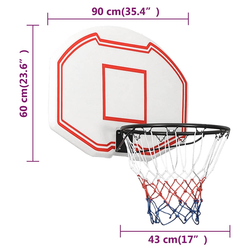 Bakplate For Basketballkurv Hvit 90X60X2 Cm Polyeten