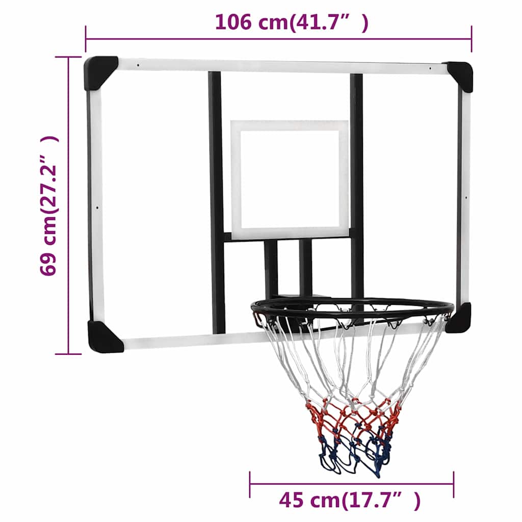 Basketballplate Gjennomsiktig 106X69X3 Cm Polyeten