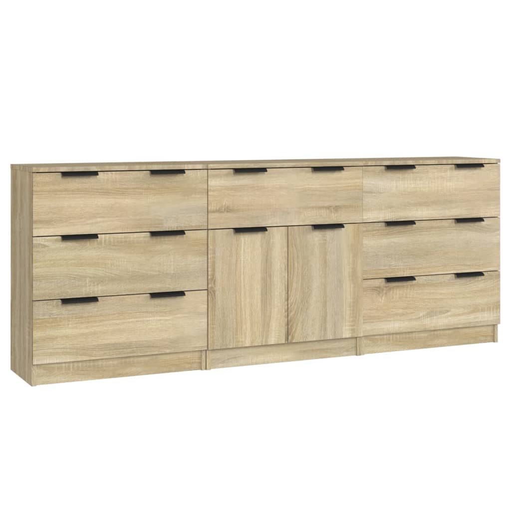 Skjenker 3 Stk Sonoma Eik Konstruert Tre