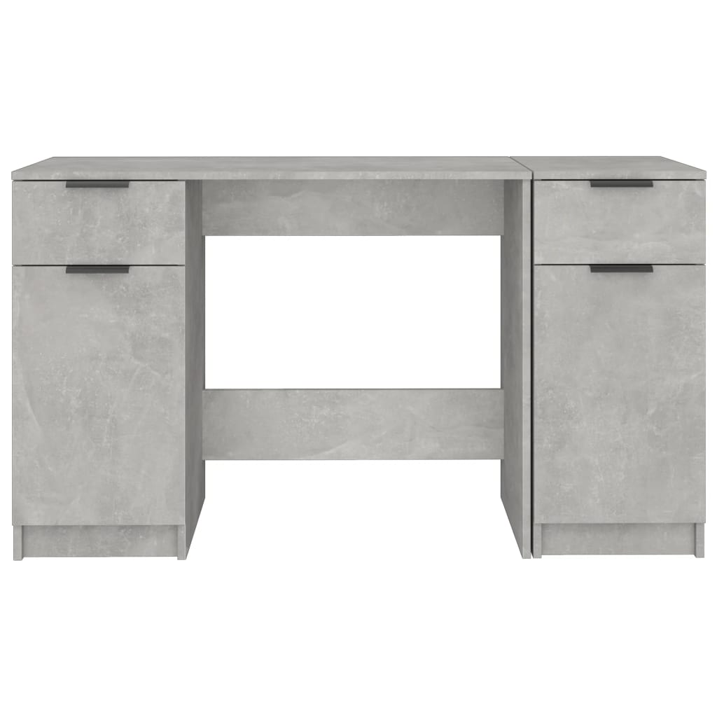 Skrivebord Med Sideskap Betonggrå Konstruert Tre