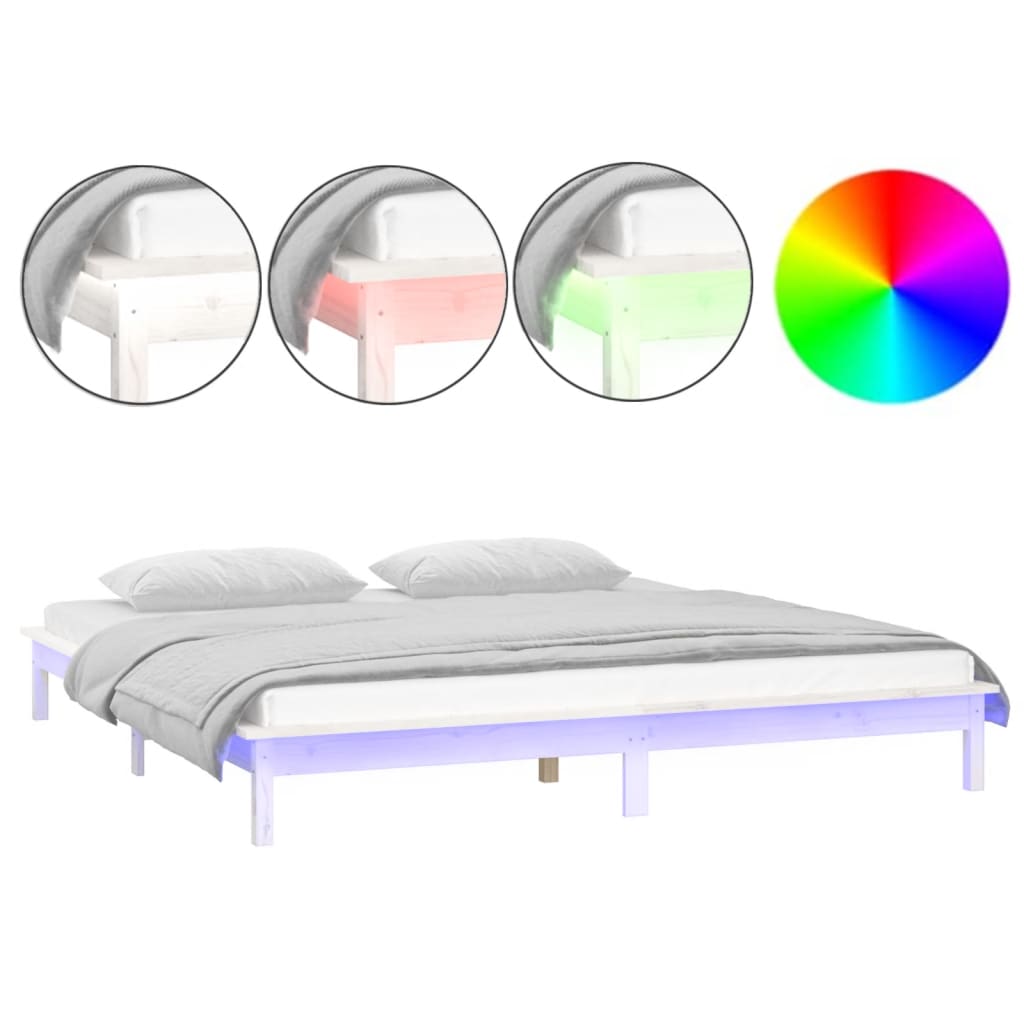 Sengeramme Med Led Hvit 135X190 Cm Double Heltre