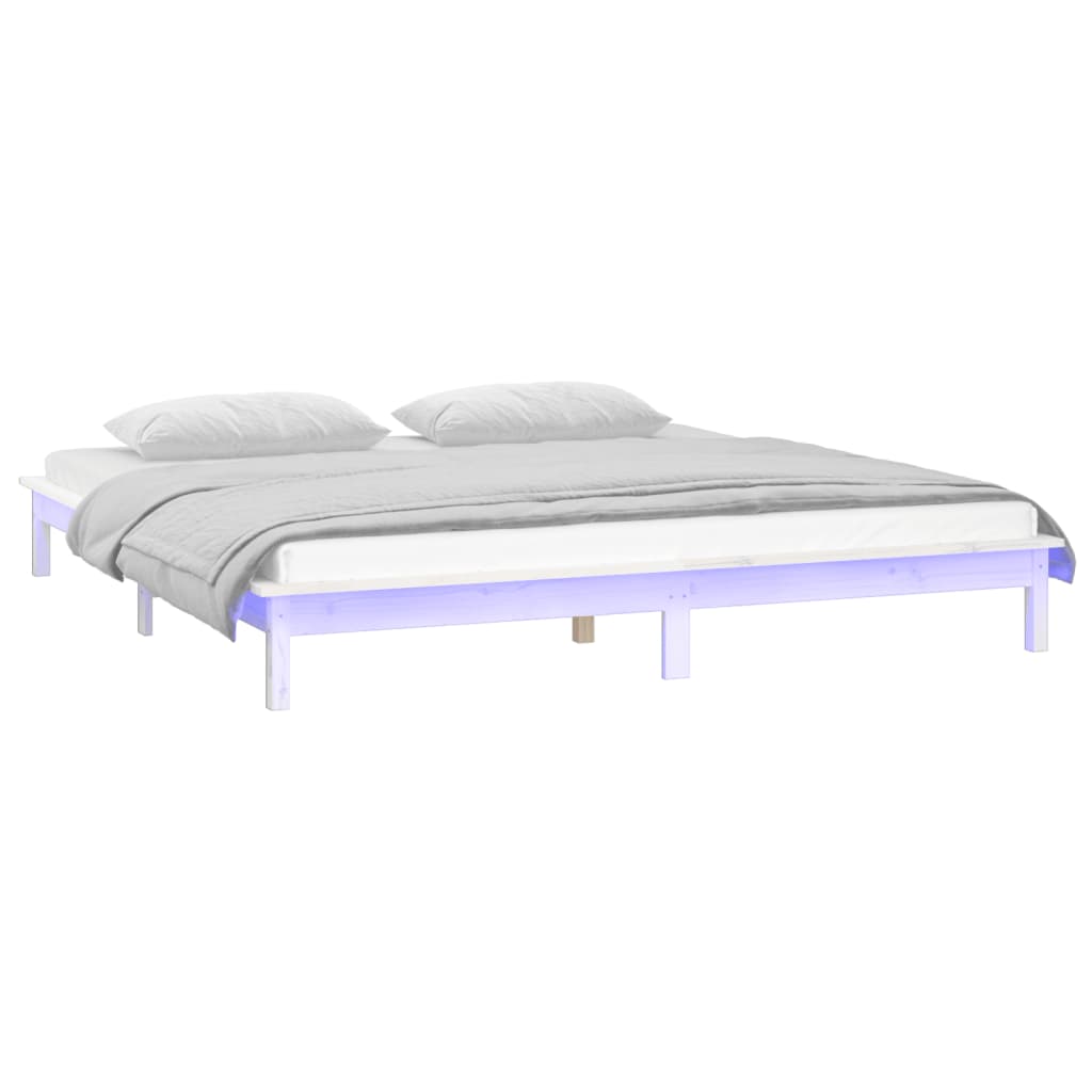 Sengeramme Med Led Hvit 135X190 Cm Double Heltre