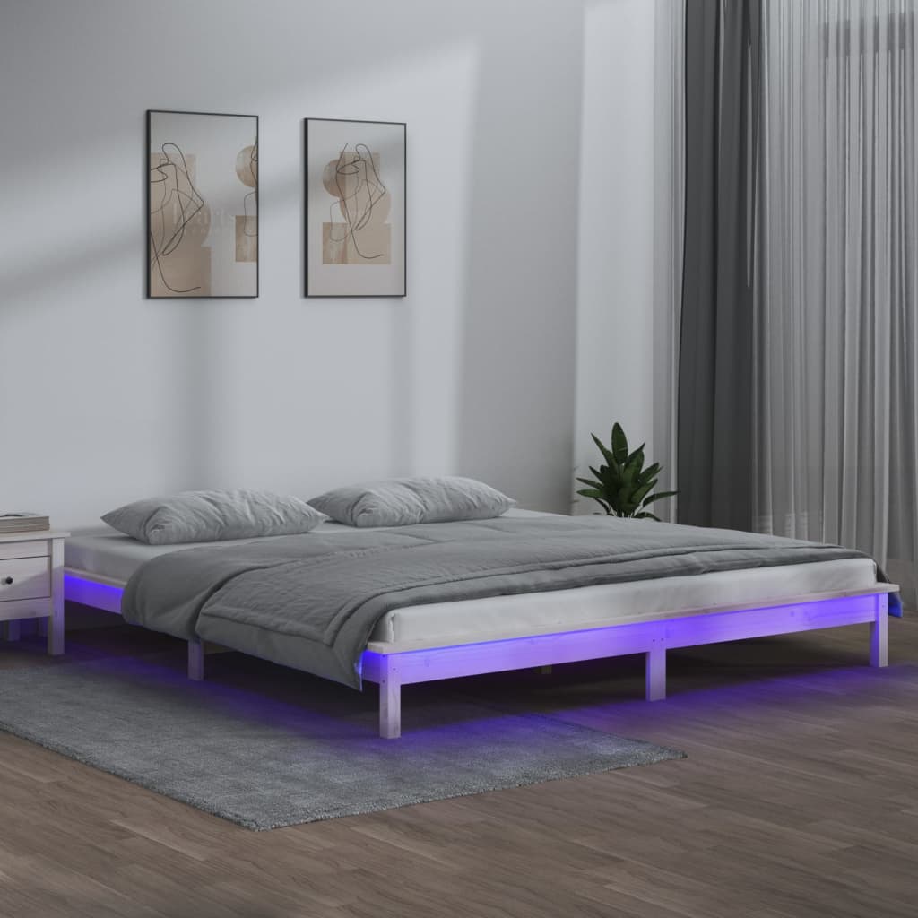 Sengeramme Med Led Hvit 135X190 Cm Double Heltre