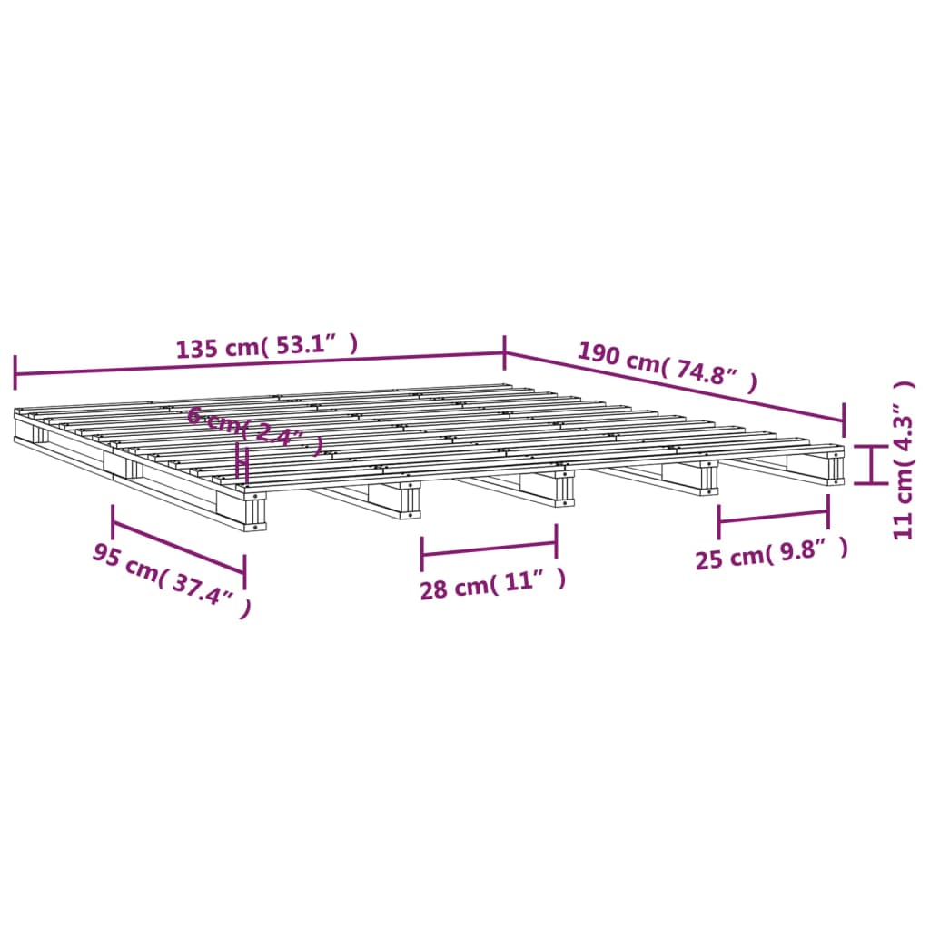 Palleseng 135X190 Cm Heltre Furu Double