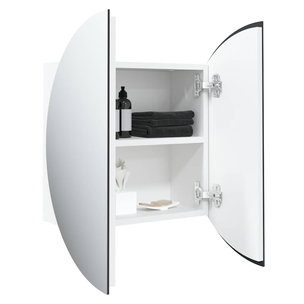 Baderomsskap Med Rundt Speil Og Led Hvit 40X40X17,5 Cm