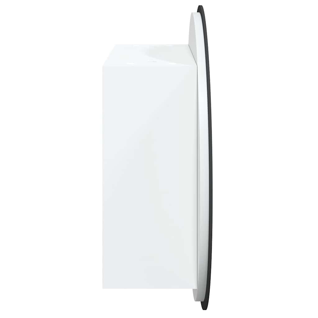 Baderomsskap Med Rundt Speil Og Led Hvit 40X40X17,5 Cm