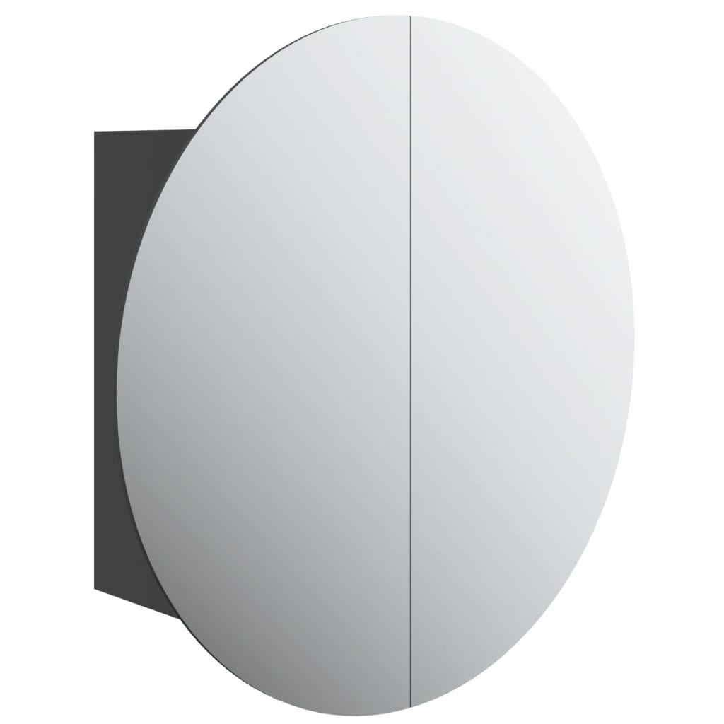 Baderomsskap Med Rundt Speil Og Led Svart 40X40X17,5 Cm
