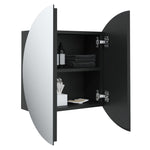 Baderomsskap Med Rundt Speil Og Led Svart 40X40X17,5 Cm