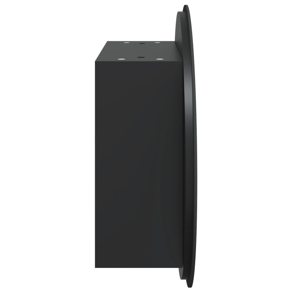 Baderomsskap Med Rundt Speil Og Led Svart 40X40X17,5 Cm